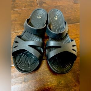 Women’s black croc sandals